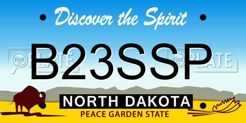 B23SSP North Dakota License Plate