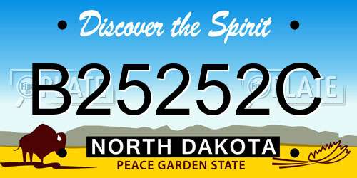 B25252C North Dakota License Plate