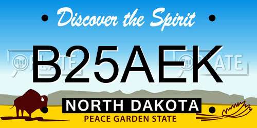 B25AEK North Dakota License Plate