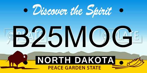 B25MOG North Dakota License Plate