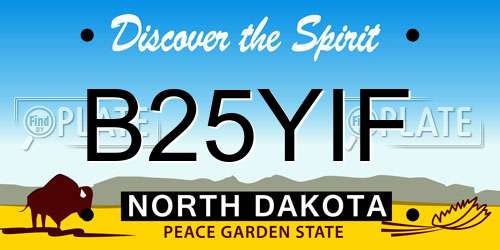 B25YIF North Dakota License Plate