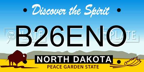 B26ENO North Dakota License Plate