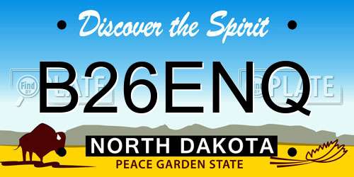 B26ENQ North Dakota License Plate