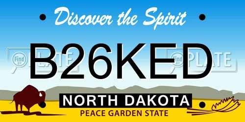B26KED North Dakota License Plate