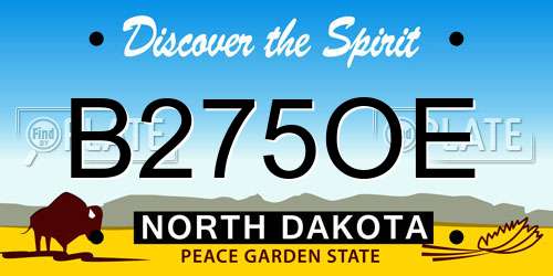B275OE North Dakota License Plate