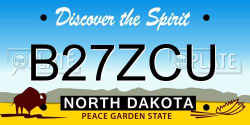B27ZCU North Dakota License Plate