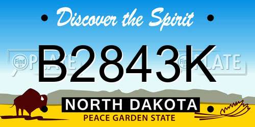 B2843K North Dakota License Plate