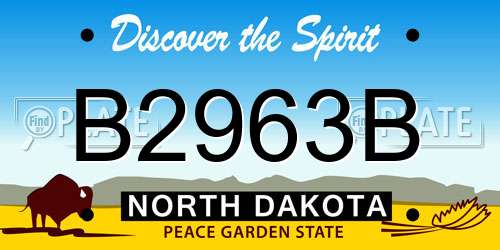 B2963B North Dakota License Plate