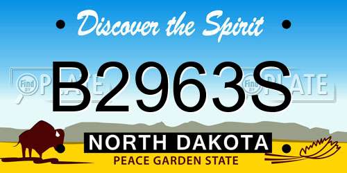 B2963S North Dakota License Plate