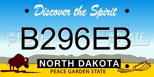 B296EB North Dakota License Plate