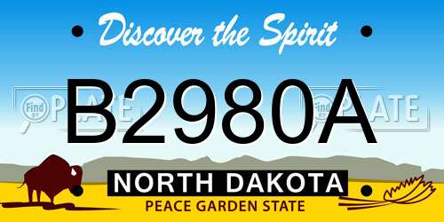 B2980A North Dakota License Plate