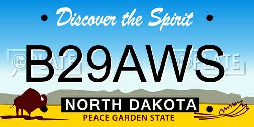 B29AWS North Dakota License Plate