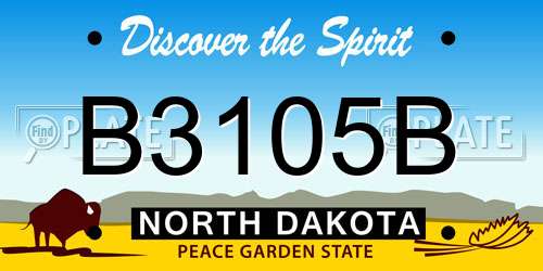 B3105B North Dakota License Plate