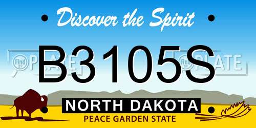B3105S North Dakota License Plate