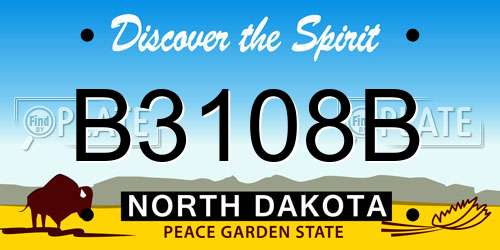 B3108B North Dakota License Plate