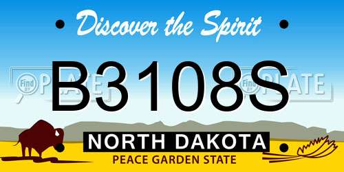 B3108S North Dakota License Plate