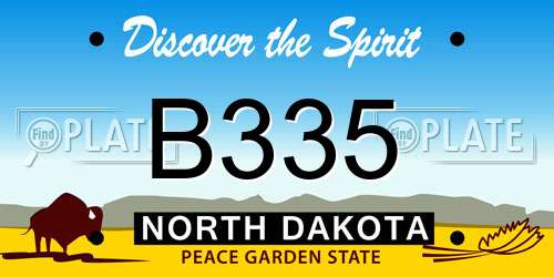 B335 North Dakota License Plate