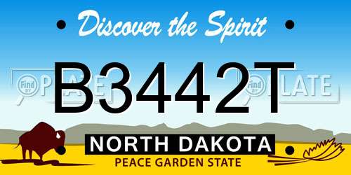 B3442T North Dakota License Plate