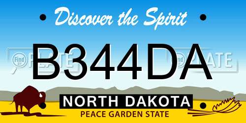 B344DA North Dakota License Plate