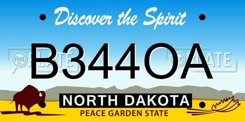 B344OA North Dakota License Plate