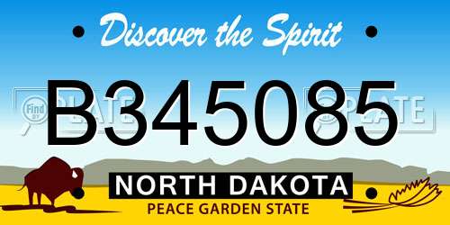 B345085 North Dakota License Plate
