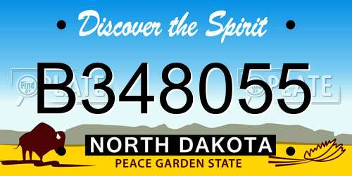 B348055 North Dakota License Plate