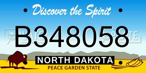 B348058 North Dakota License Plate