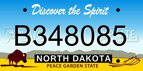 B348085 North Dakota License Plate
