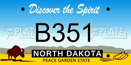 B351 North Dakota License Plate