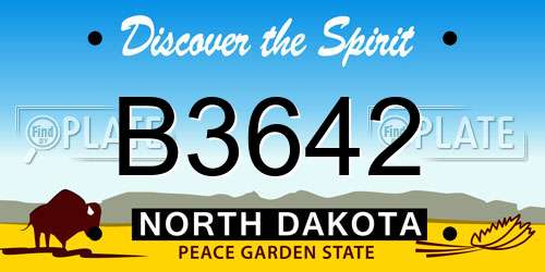 B3642 North Dakota License Plate