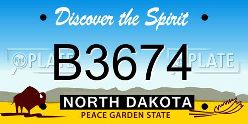 B3674 North Dakota License Plate