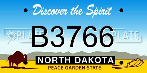 B3766 North Dakota License Plate