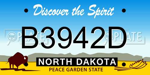B3942D North Dakota License Plate