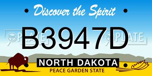 B3947D North Dakota License Plate