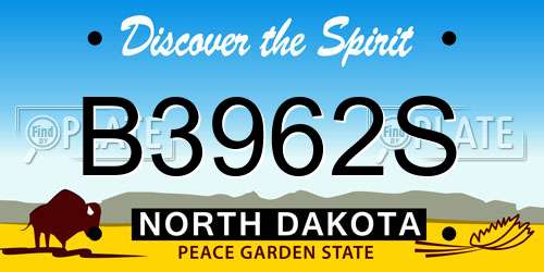 B3962S North Dakota License Plate