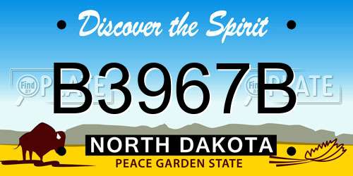 B3967B North Dakota License Plate