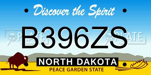B396ZS North Dakota License Plate