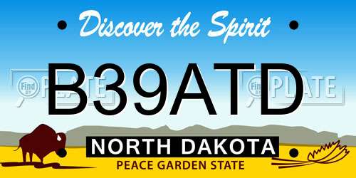 B39ATD North Dakota License Plate