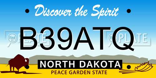 B39ATQ North Dakota License Plate