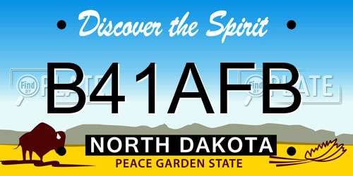 B41AFB North Dakota License Plate