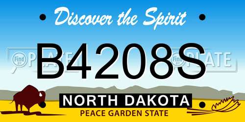 B4208S North Dakota License Plate