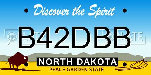 B42DBB North Dakota License Plate