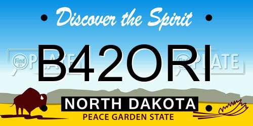 B42ORI North Dakota License Plate