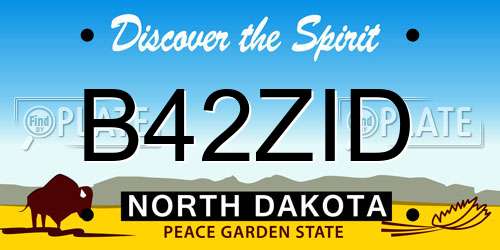 B42ZID North Dakota License Plate