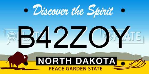 B42ZOY North Dakota License Plate