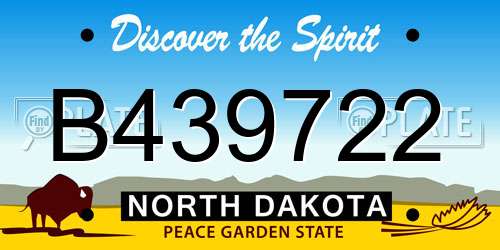 B439722 North Dakota License Plate