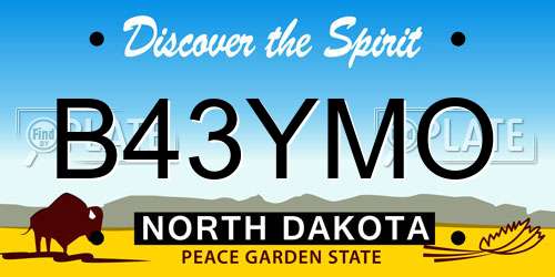 B43YMO North Dakota License Plate