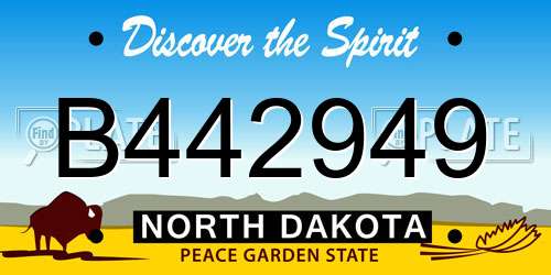 B442949 North Dakota License Plate