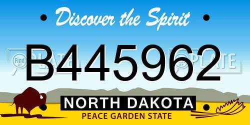 B445962 North Dakota License Plate