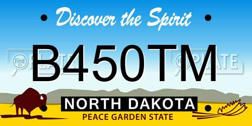 B450TM North Dakota License Plate